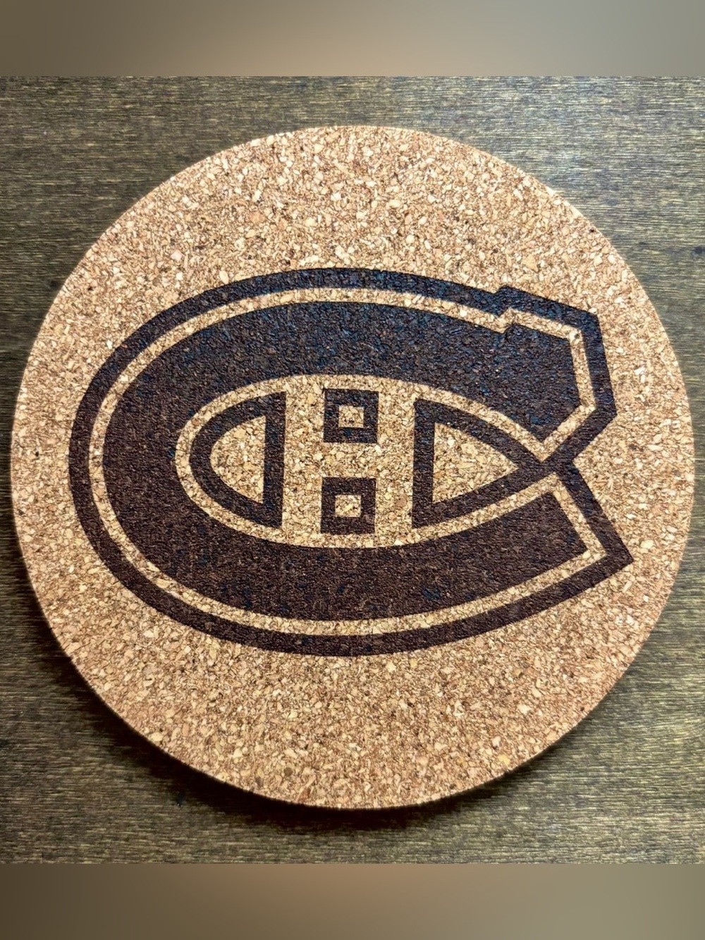 Montreal Canadiens Logo Laser Engraved Cork Coasters Lot of 4 - Picture 4 of 10